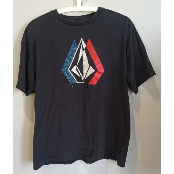 Volcom Black Short Sleeve Graphic Tee Logo Shirt Men's Large Imperfect - Picture 9 of 9